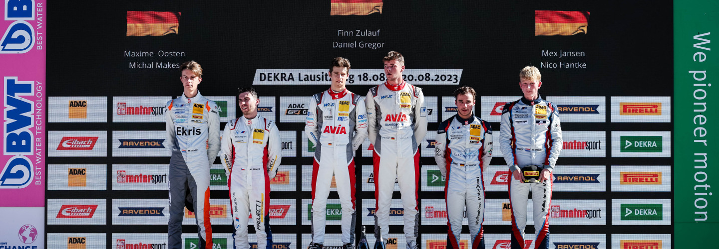 Das Samstagspodium der ADAC GT4 Germany auf dem Lausitzring
