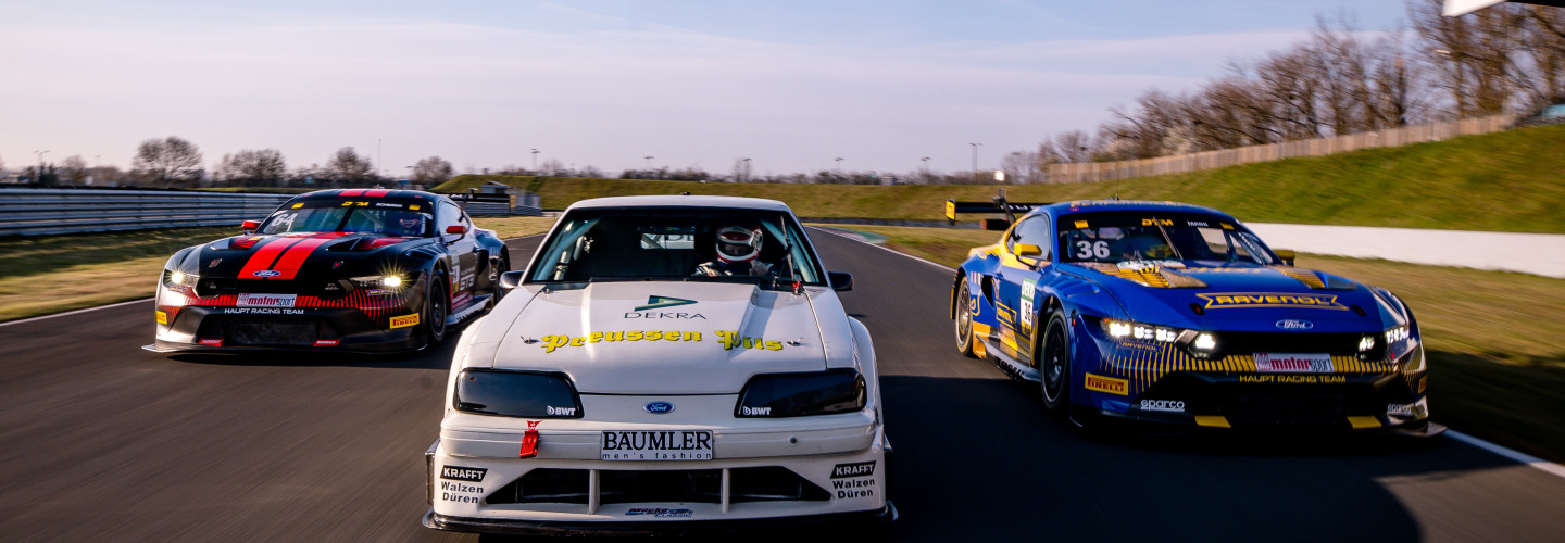 Beim DTM-Test traf der alte Ford Mustang 5.0 GT auf zwei neue Ford Mustang GT3