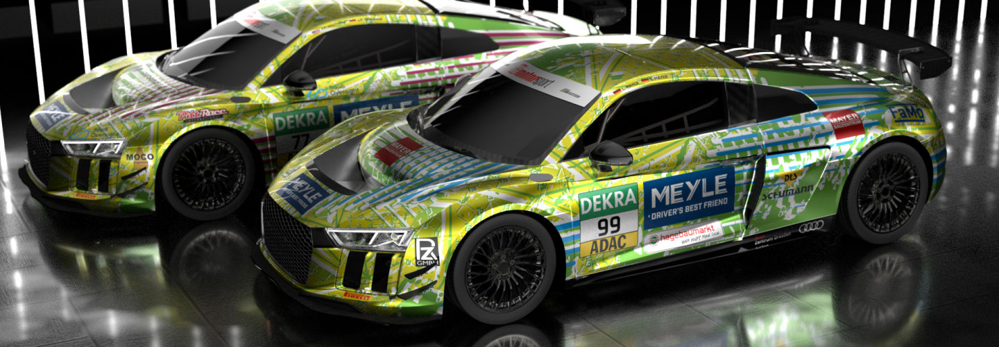 Die beiden Audi R8 LMS GT4 von T3 Motorsport für die ADAC GT4 Germany - Urheber: T3 Motorsport 