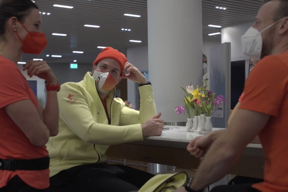 Schnittbilder von der Verabschiedung des Team Deutschland am Frankfurter Flughafen