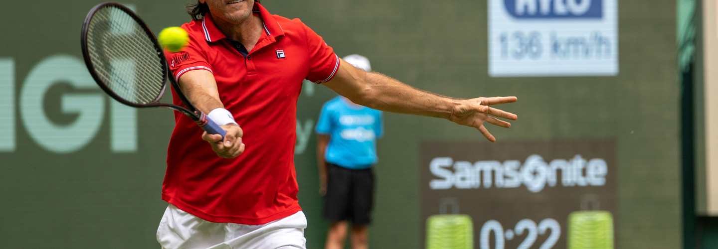 Der zweimalige Halle-Sieger Tommy Haas stand am Sonntag auf dem Centre Court-Rasen