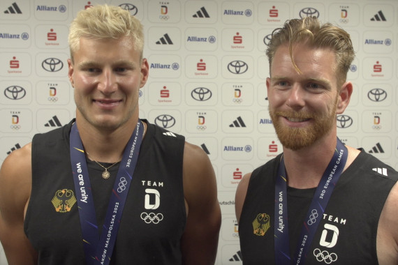 Bei den European Games haben Felix Frank und Martin Hiller im Zweier-Kajak über 500 Meter Silber gewonnen. Im Interview sprechen die Kanuten u.a. über den heutigen Medaillen-Erfolg.